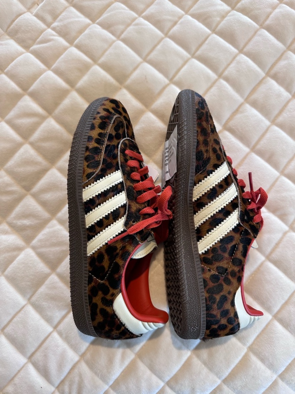 adidas Leopard-Print Sneakers with Cream Stripes and Red Accents - Picture 4 of 4